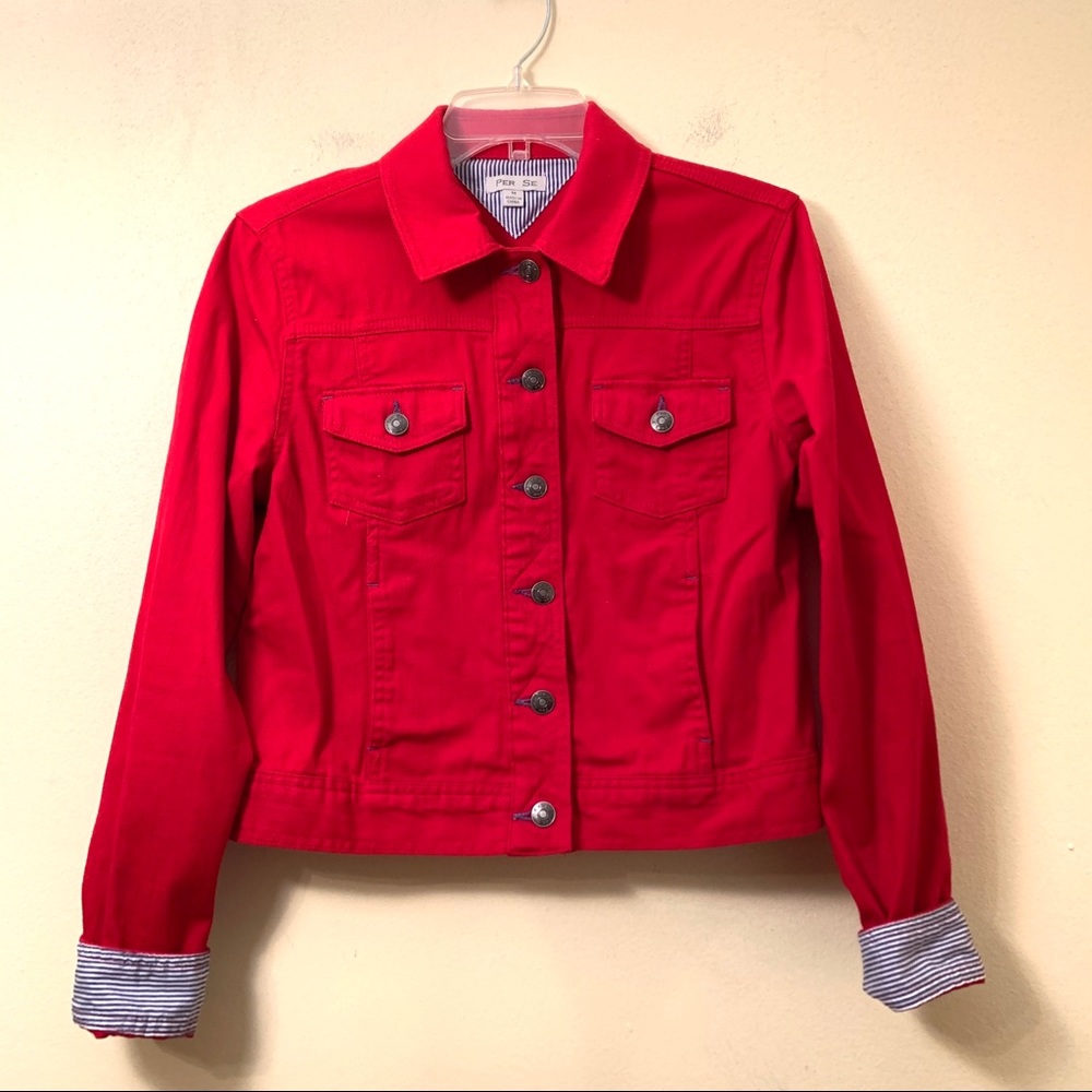 PER SE RED JEAN JACKET